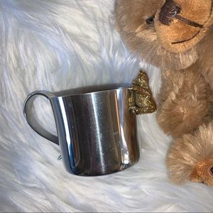Vintage Old Newbury Pewter Baby Cup Gold Bear
